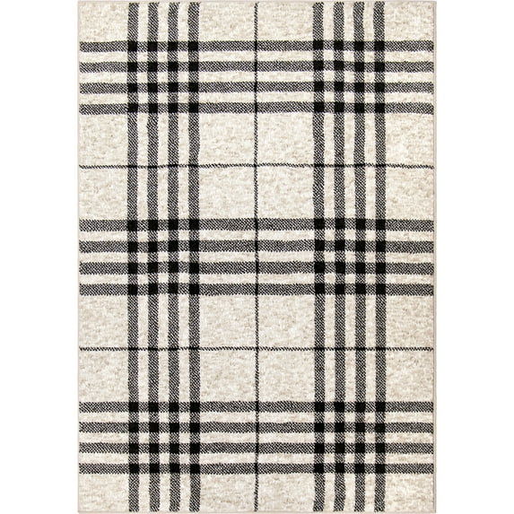 My Texas House Highlands 6' X 9' Black Plaid Area Rug