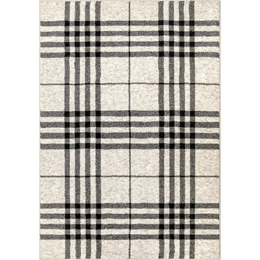 My Texas House Highlands 9' X 12' Black Plaid Area Rug