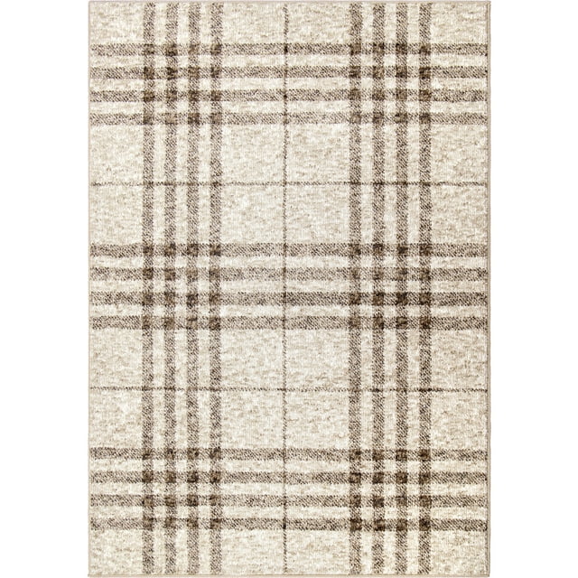 My Texas House Highlands Plaid Area Rug, Beige, 8' x 10'