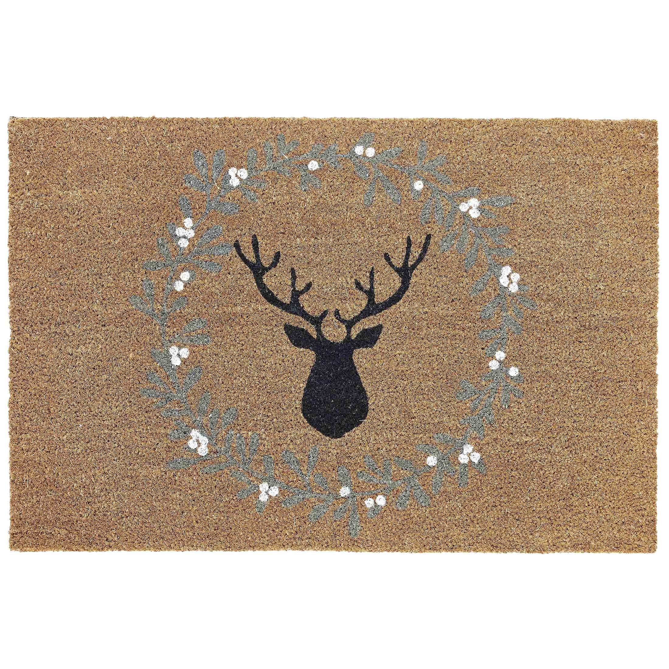 My Texas House Holiday Reindeer Coir Doormat, 24" x 36"