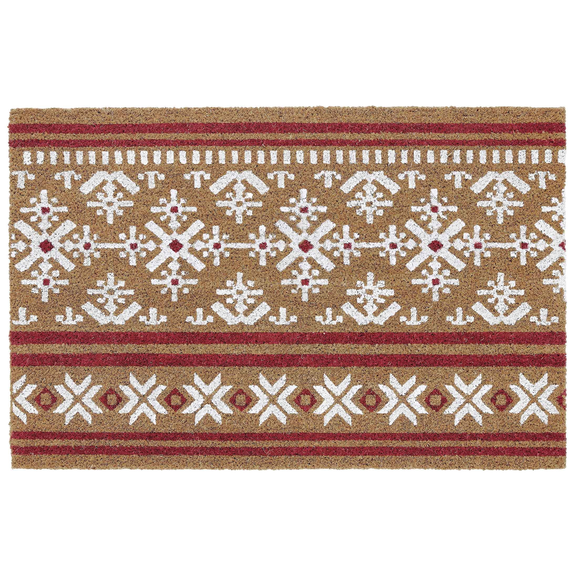  Coir Doormat Natural Fade - Vinyl Backed Winter Holiday  Christmas Door Carpet 16x24in Snowflake Let It Snow Front Door Welcome Mat  Outdoor / Indoor : Patio, Lawn & Garden