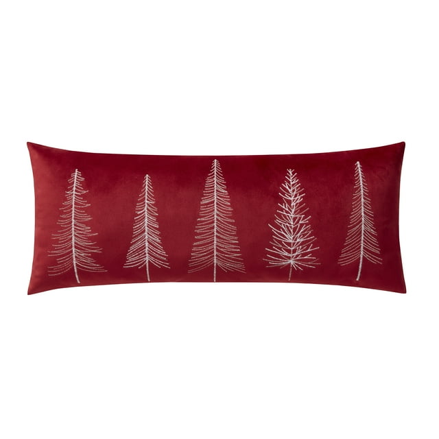 My Texas House Holiday Tree 12" x 28" Red Velvet Decorative Pillow