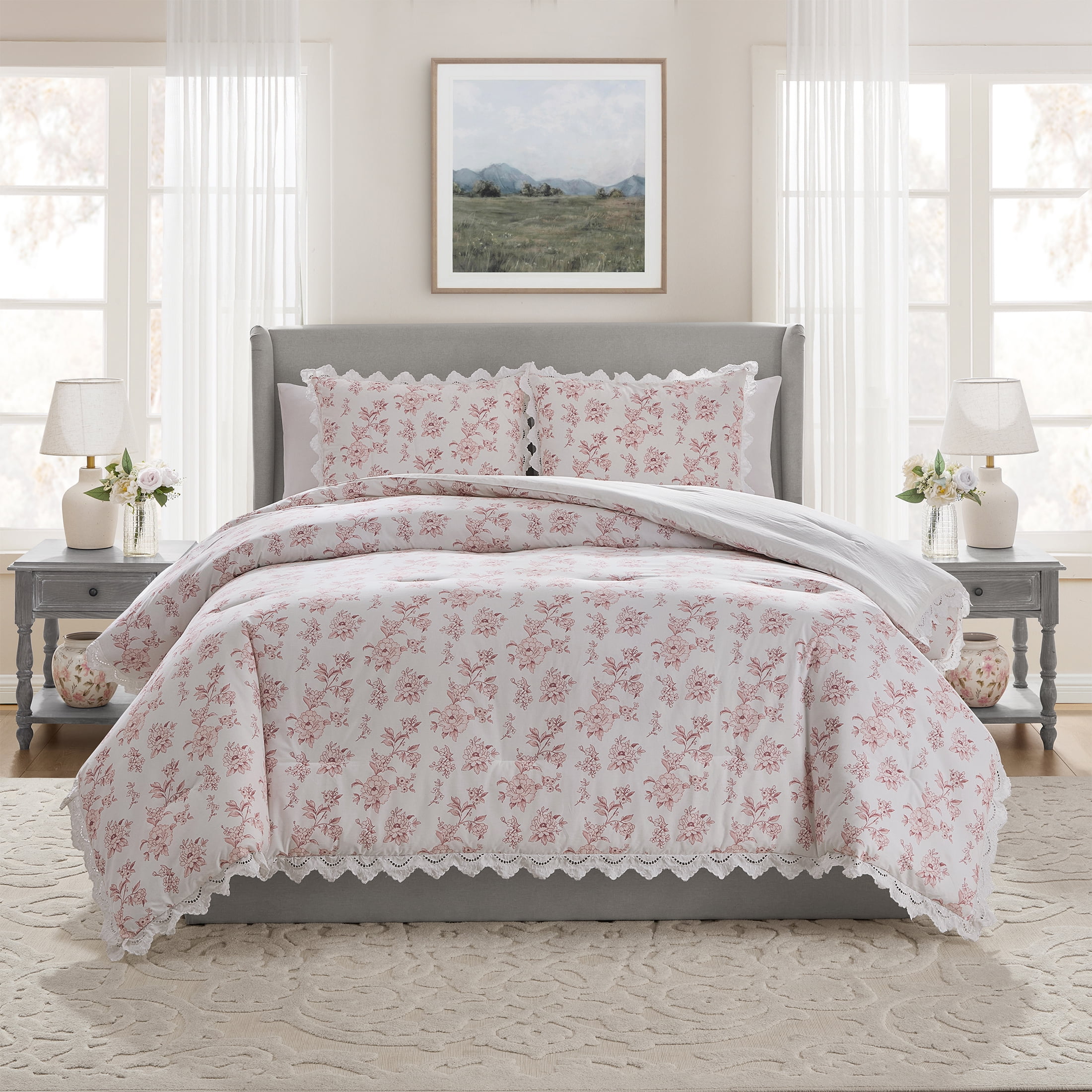 My Texas House Delphine 2-Piece Taupe Ruffle Comforter Set