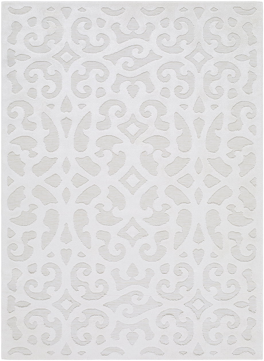 My Texas House Irongate 5'1" x 7'3 Natural Damask Indoor Area Rug