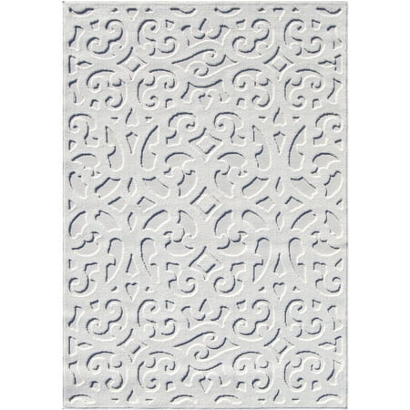 My Texas House Irongate 5'2" X 7'6" Natural Damask Outdoor Rug