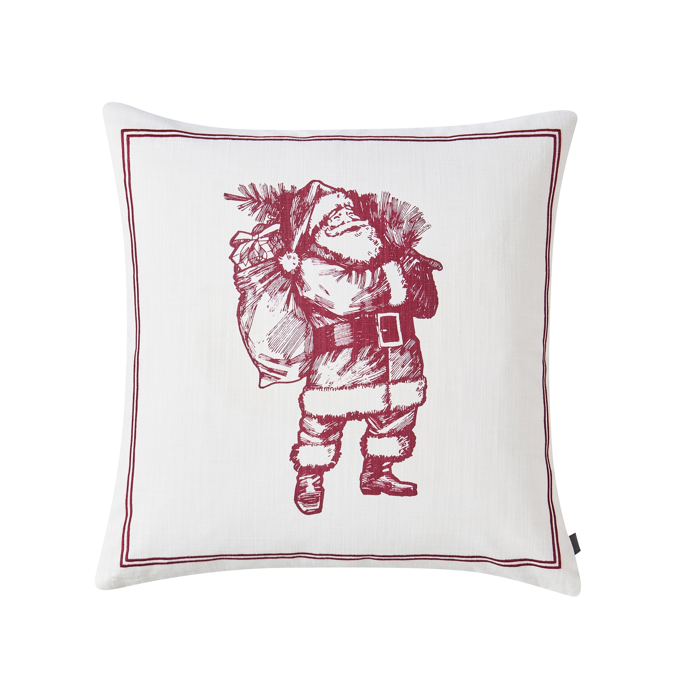 My Texas House 20" x 20" Ivory Vintage Santa Decorative Pillow Cover