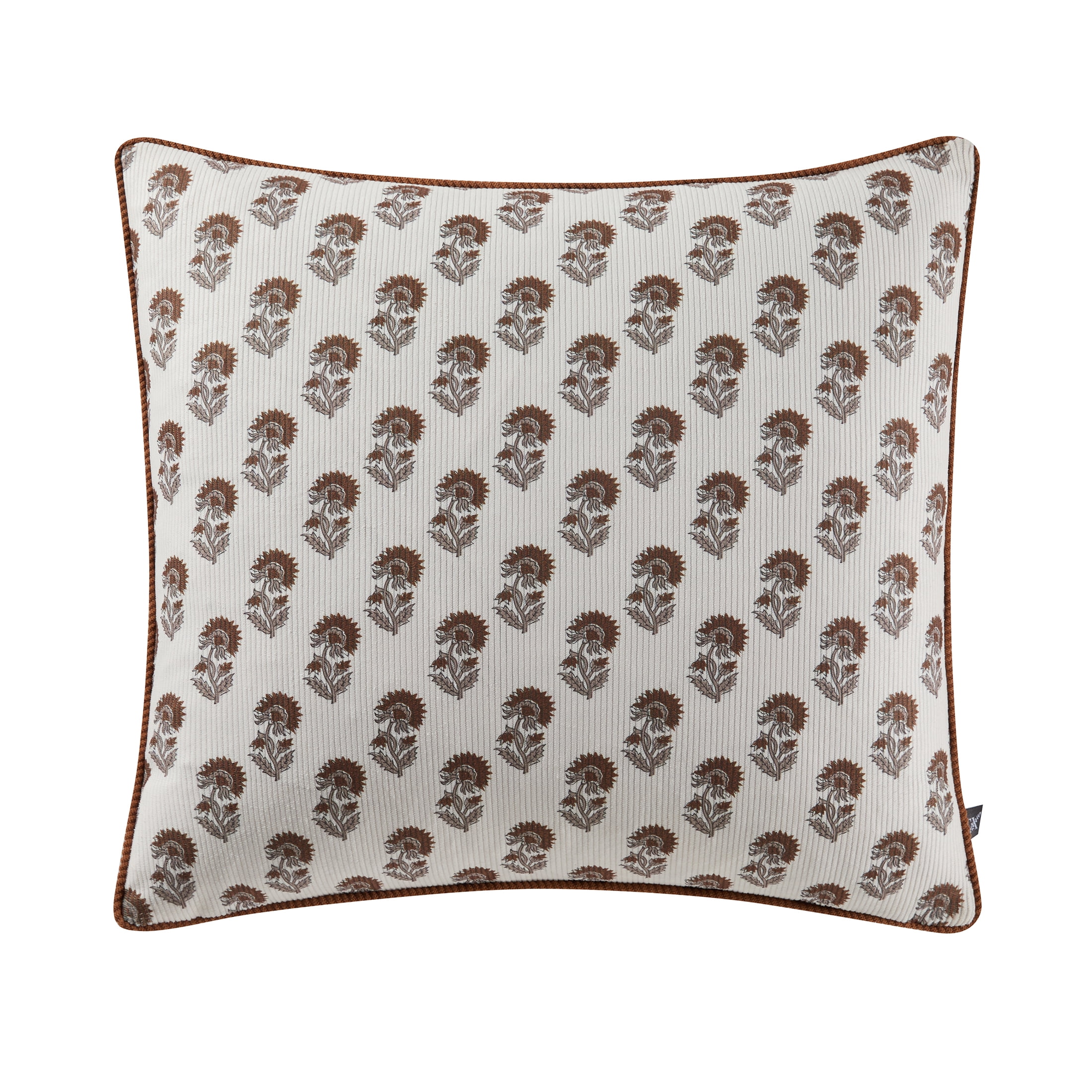 My Texas House 20" x 20" Ivory Block Floral Decorative Pillow Cover
