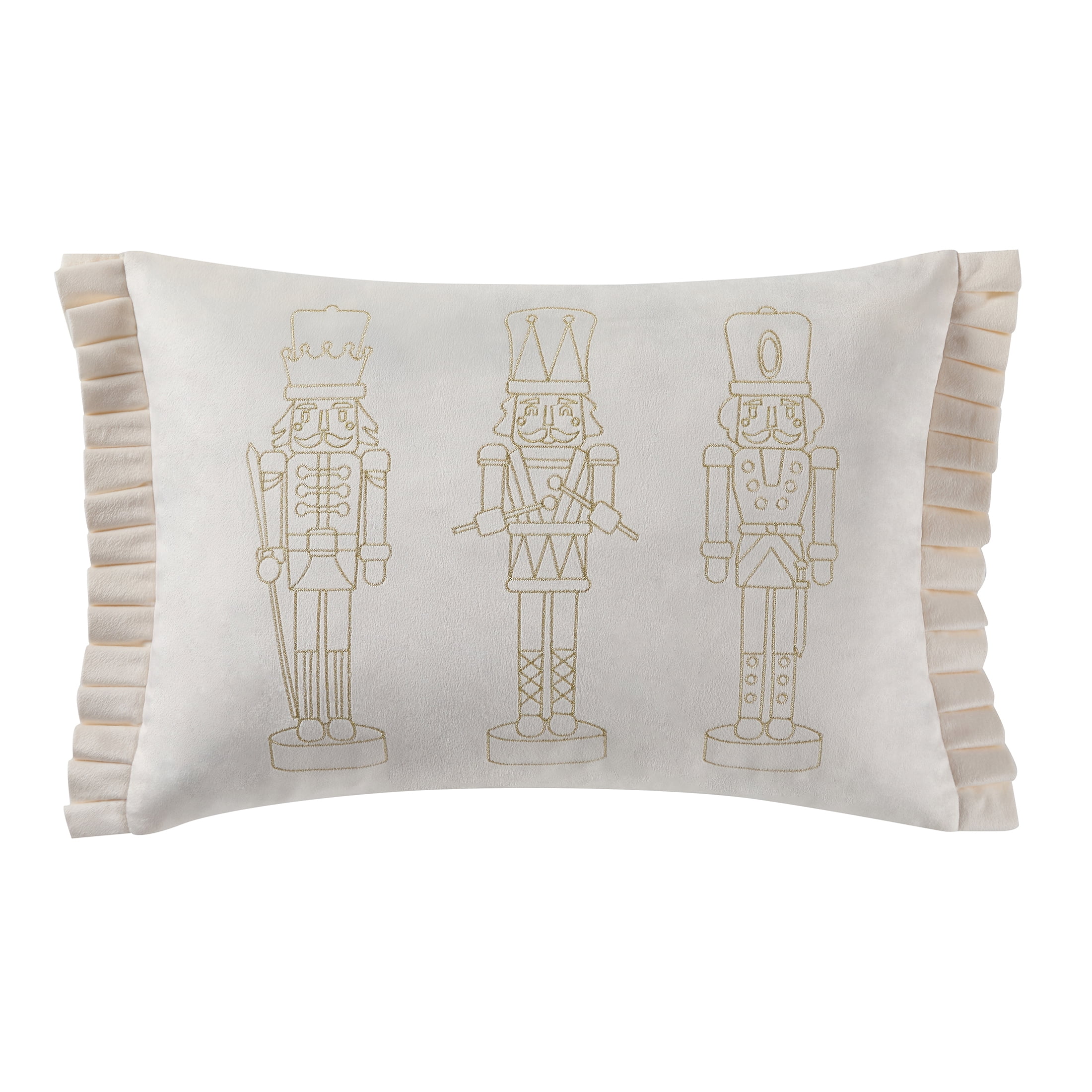 My Texas House 14" x 20" Ivory Embroidered Nutcracker Decorative Pillow