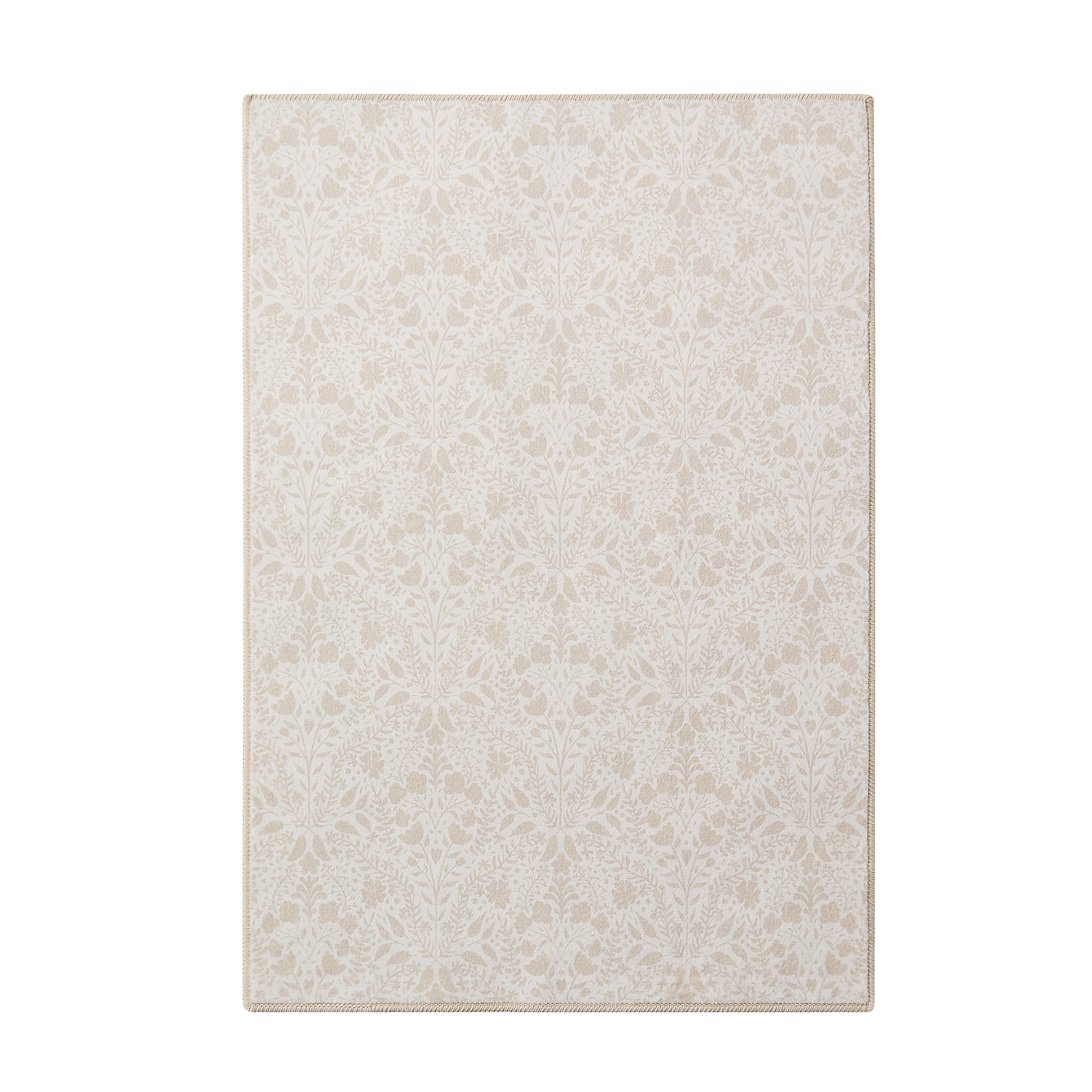 My Texas House Ivory Floral Faux Fur Washable Indoor Area Rug, 2 ft x 3 ft