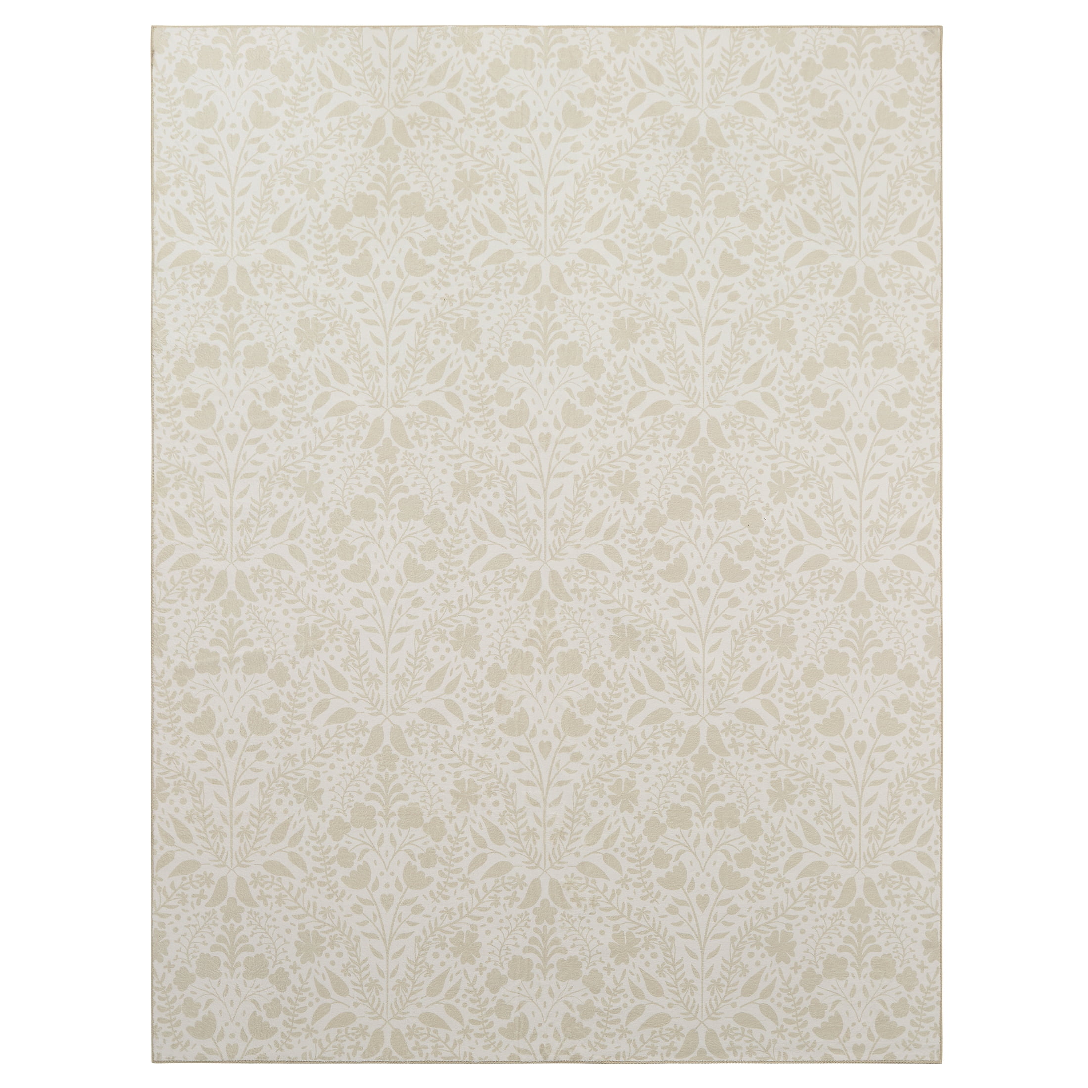 My Texas House Ivory Floral Faux Fur Washable Indoor Area Rug, 7'6" x 10'