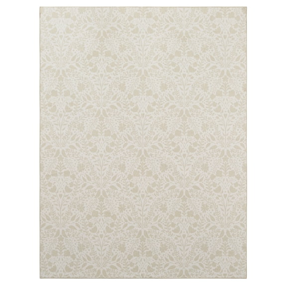 My Texas House Ivory Floral Faux Fur Washable Indoor Area Rug, 7'6" x 10'