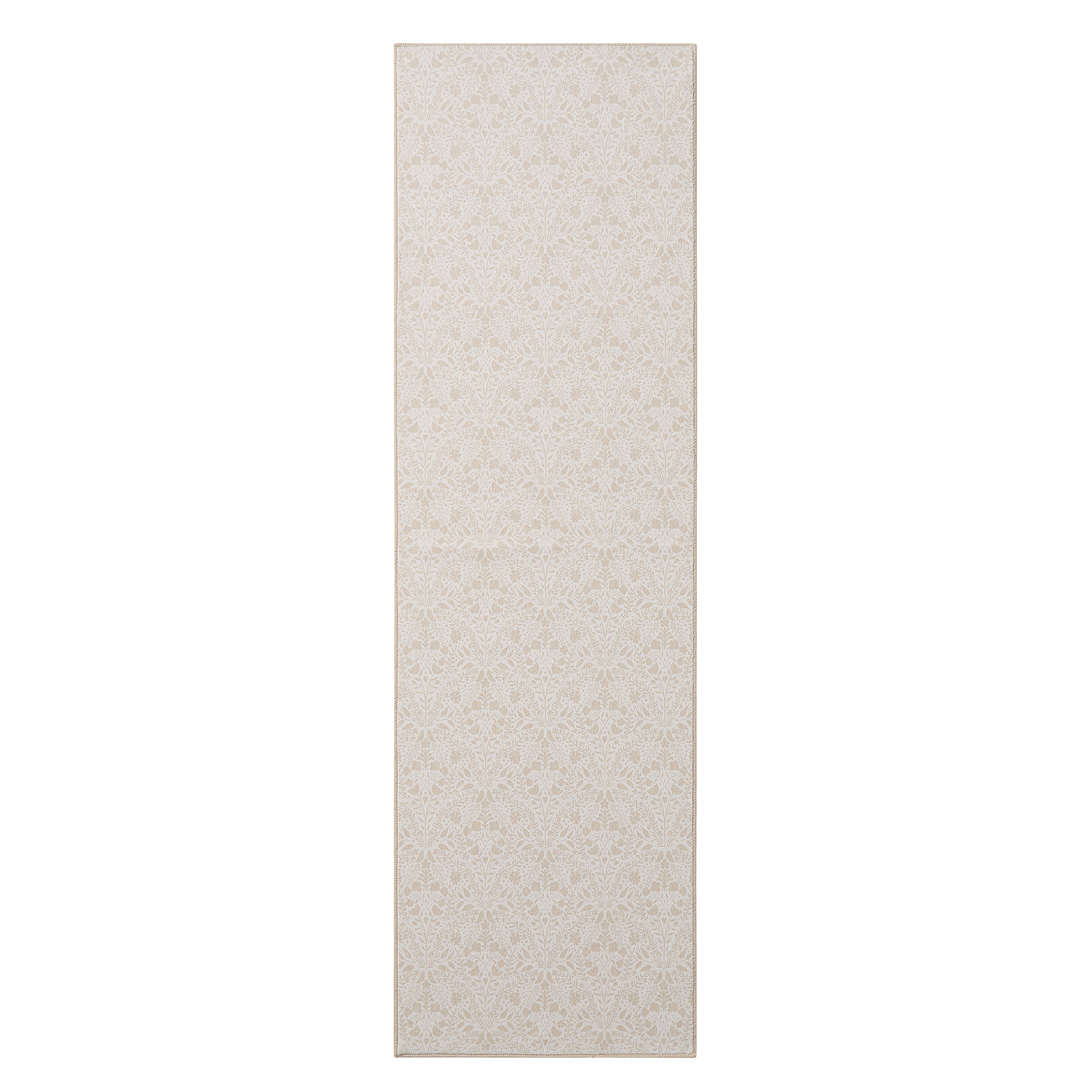 My Texas House Ivory Floral Faux Fur Washable Indoor Runner Rug, 2' x 7'