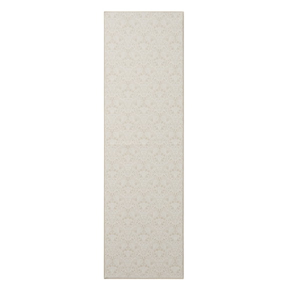 My Texas House Ivory Floral Faux Fur Washable Indoor Runner Rug, 2' x 7'