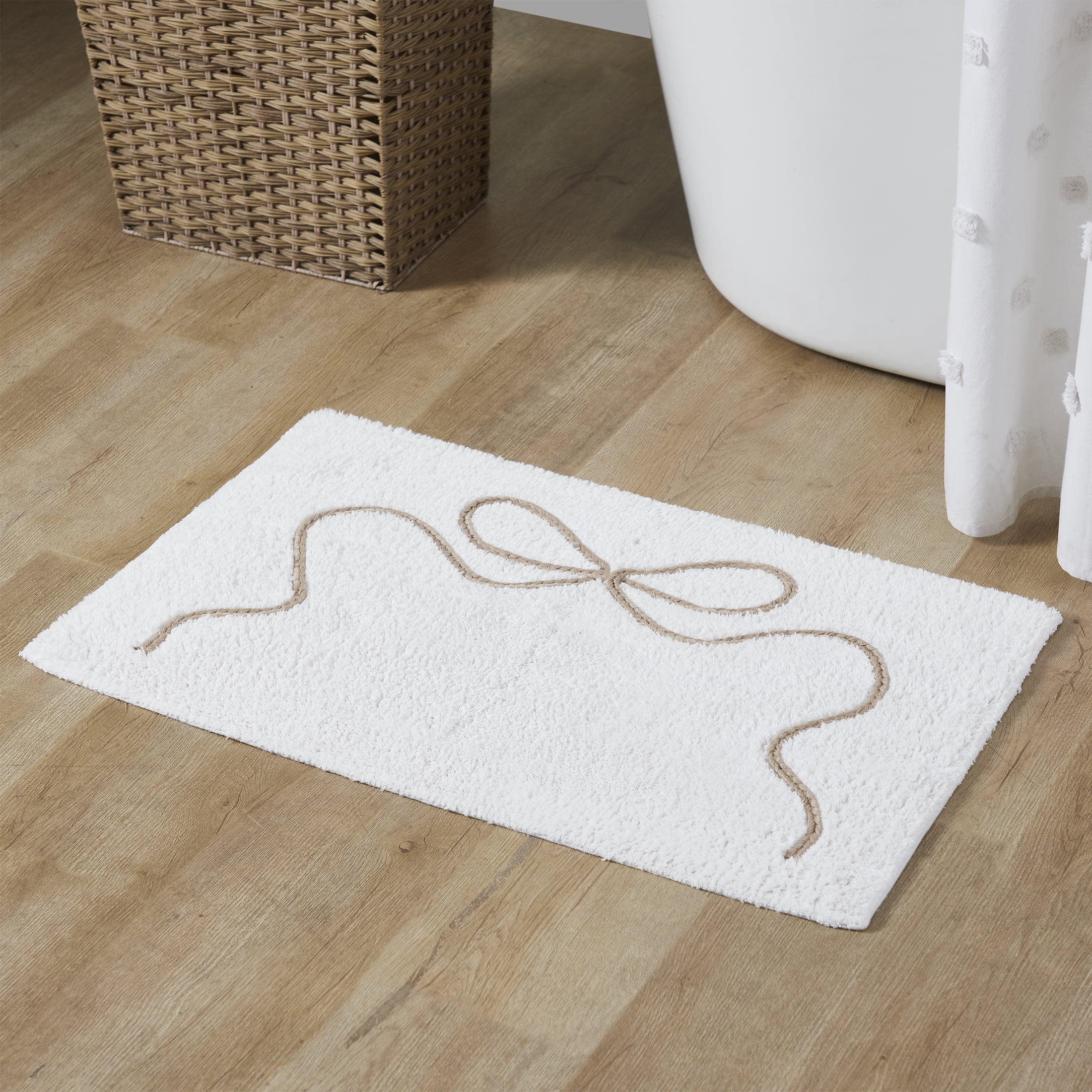 My Texas House Ivory Ribbon Cotton Bath Rug, 20" x 32"