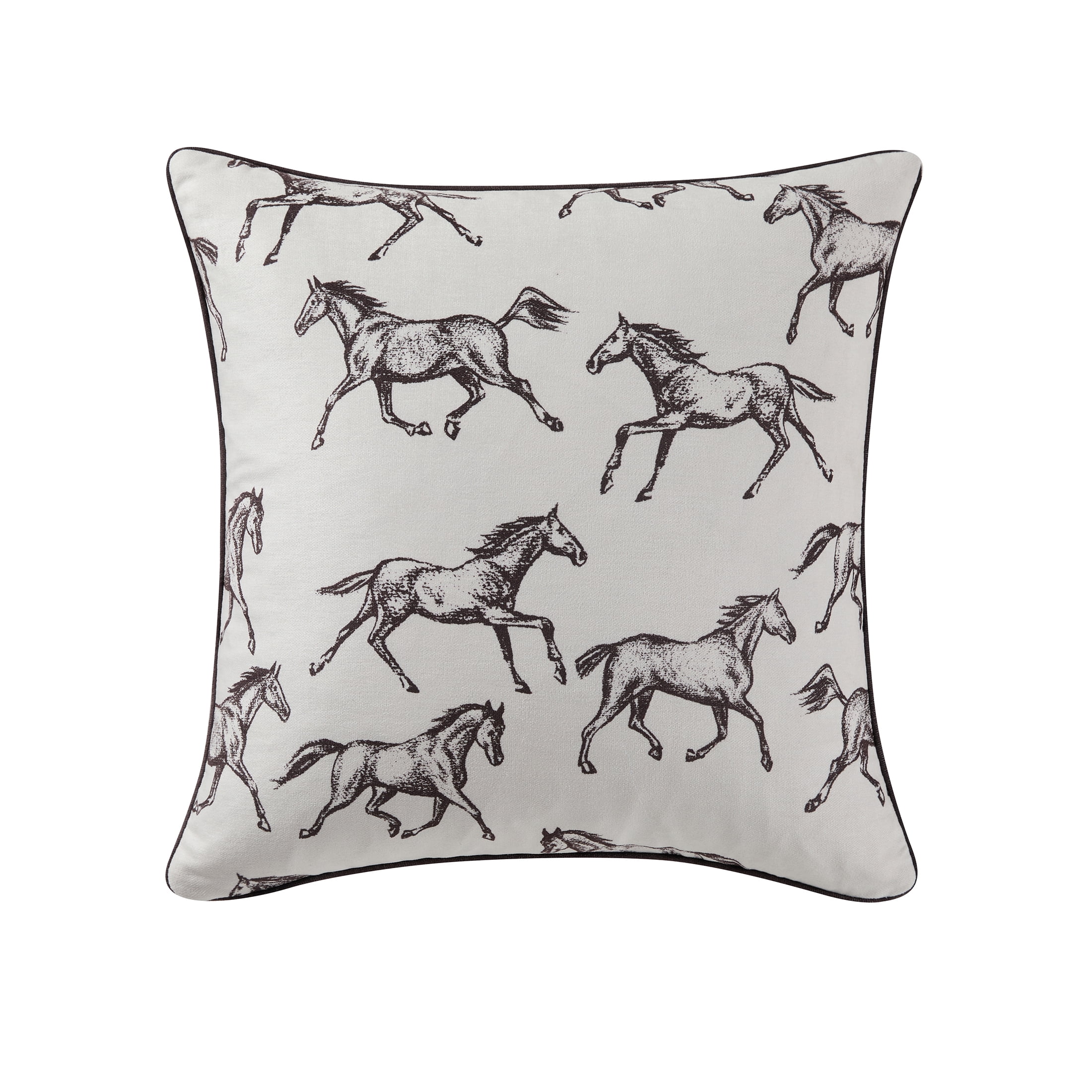 My Texas House 18" x 18" Ivory Running Horses Decorative Pillow Cover