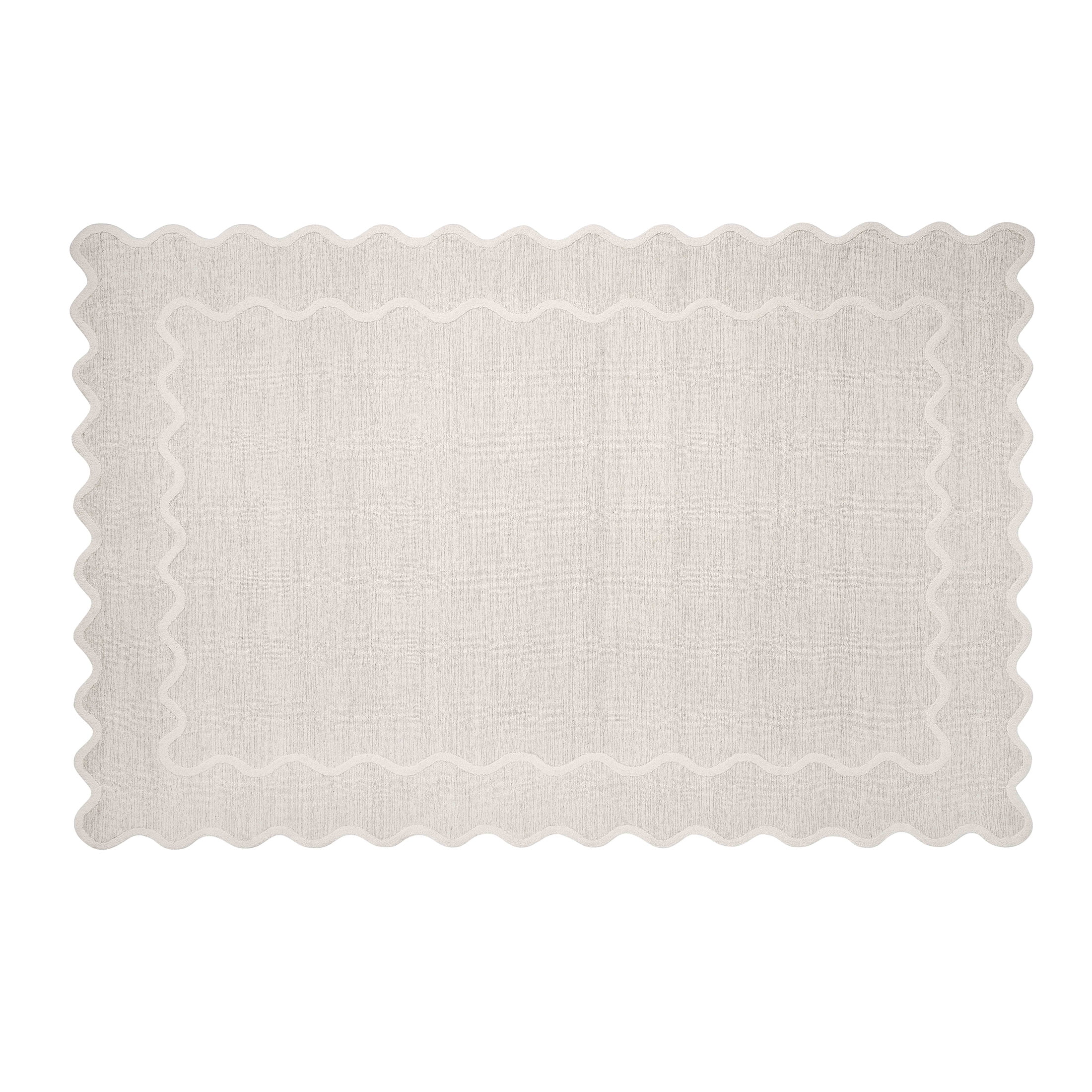 My Texas House Stella Ivory Scallop Wool Indoor Area Rug, 8' x 10
