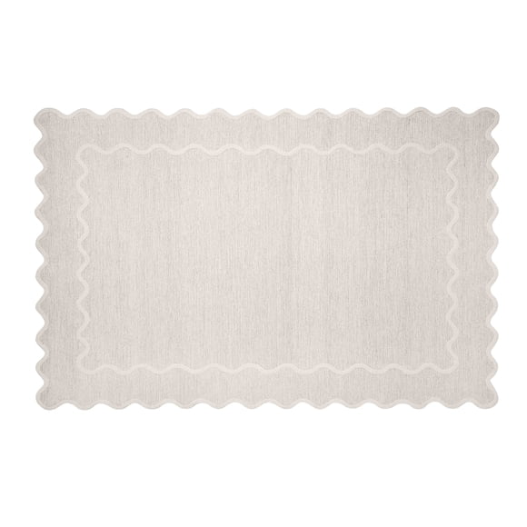 My Texas House Ivory Scallop Wool Indoor Area Rug, 8' x 10'