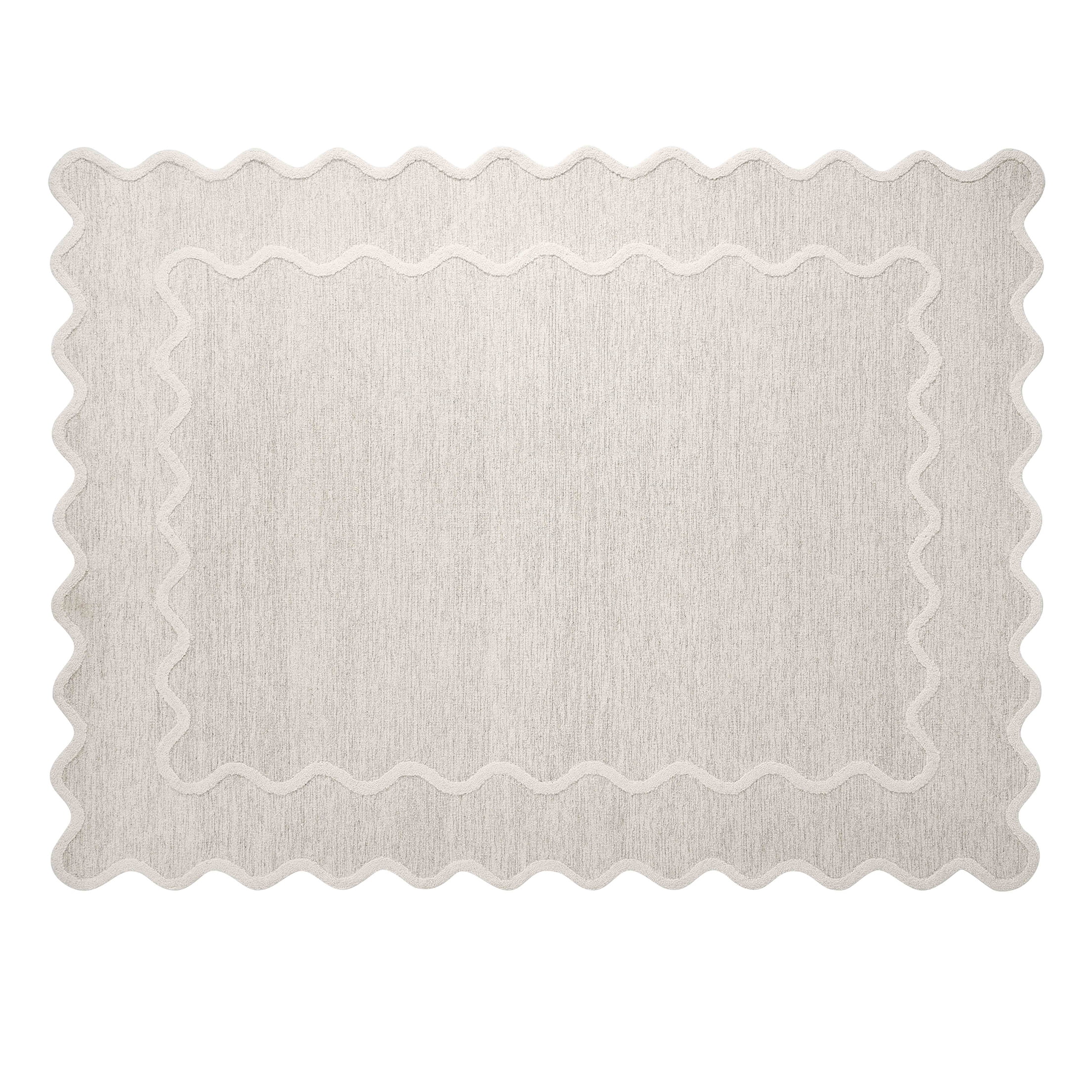 My Texas House Stella Ivory Scallop Wool Indoor Area Rug, 9 ft x 12 ft
