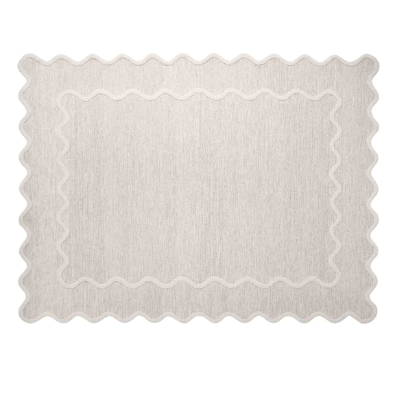 My Texas House Ivory Scallop Wool Indoor Area Rug, 9' x 12'