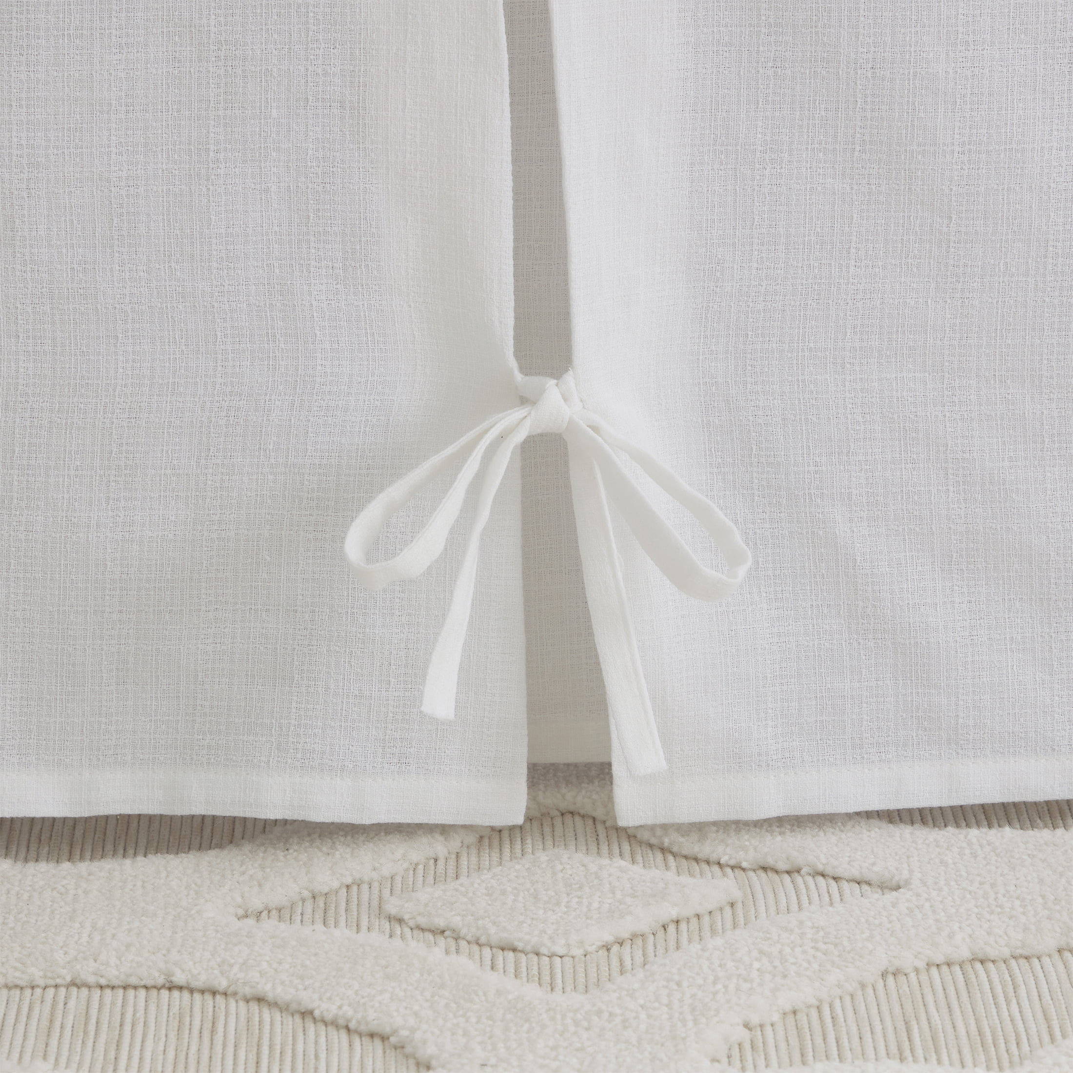 My Texas House Jessica Bright White Bows Cotton Slub Bed Skirt, Full