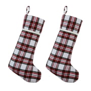 My Texas House Jewel Christmas Stockings, White/Multi Plaid, 20 in x 10 in, 2 Count