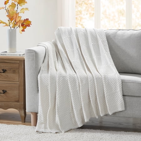 My Texas House Kelsey Ivory Acrylic Knit Throw, 60" x 80"