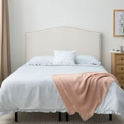 My Texas House Kennedy Nailhead Trim Curved Upholstered Headboard, King, Oat