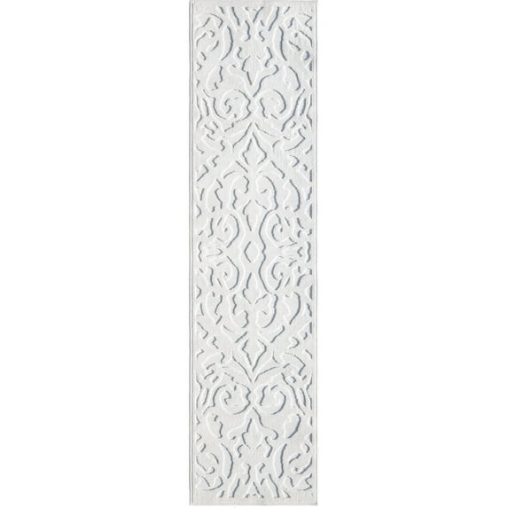 My Texas House Lady Bird 1'11" x 6' Runner Natural Damask Outdoor Rug