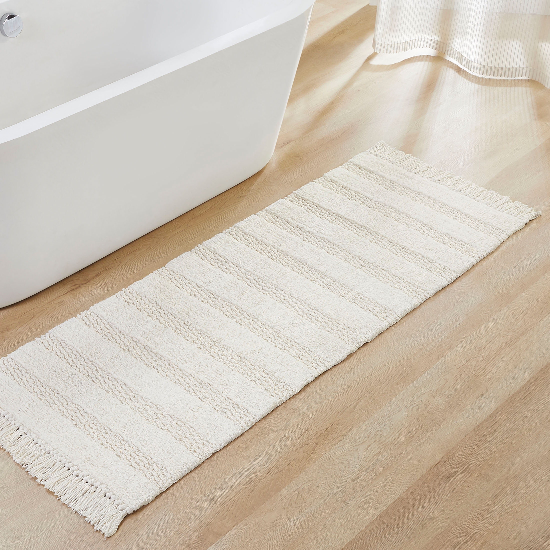 My Texas House Lancaster Fringe Cotton Bath Runner Ivory 24 x 60 Walmart