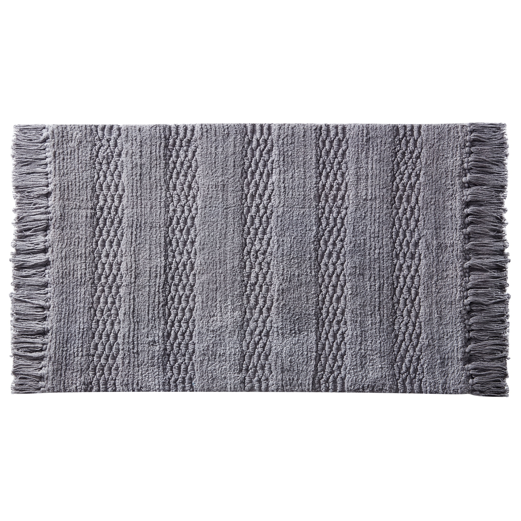 COTTON BATHROOM CARPET WITH FRINGES - STRIPED FANTASY