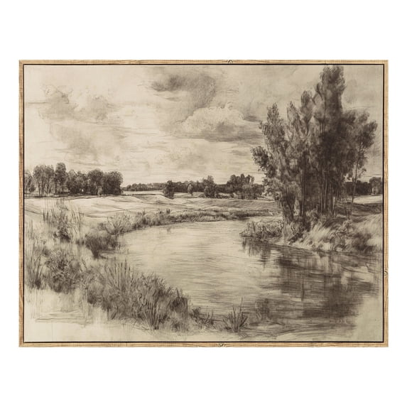 My Texas House Landscape Pencil Skt Framed Art 36x28