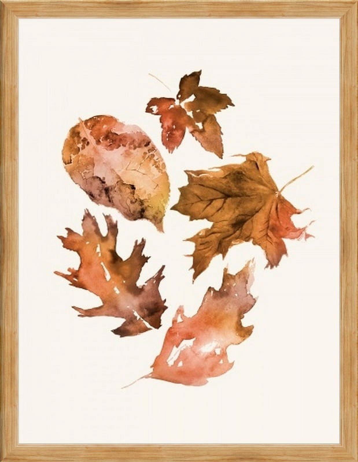 My Texas House, Leaves, Minimalist Nature Farmhouse Natural Wood Framed Print 18x24 Hanging Hardware Included