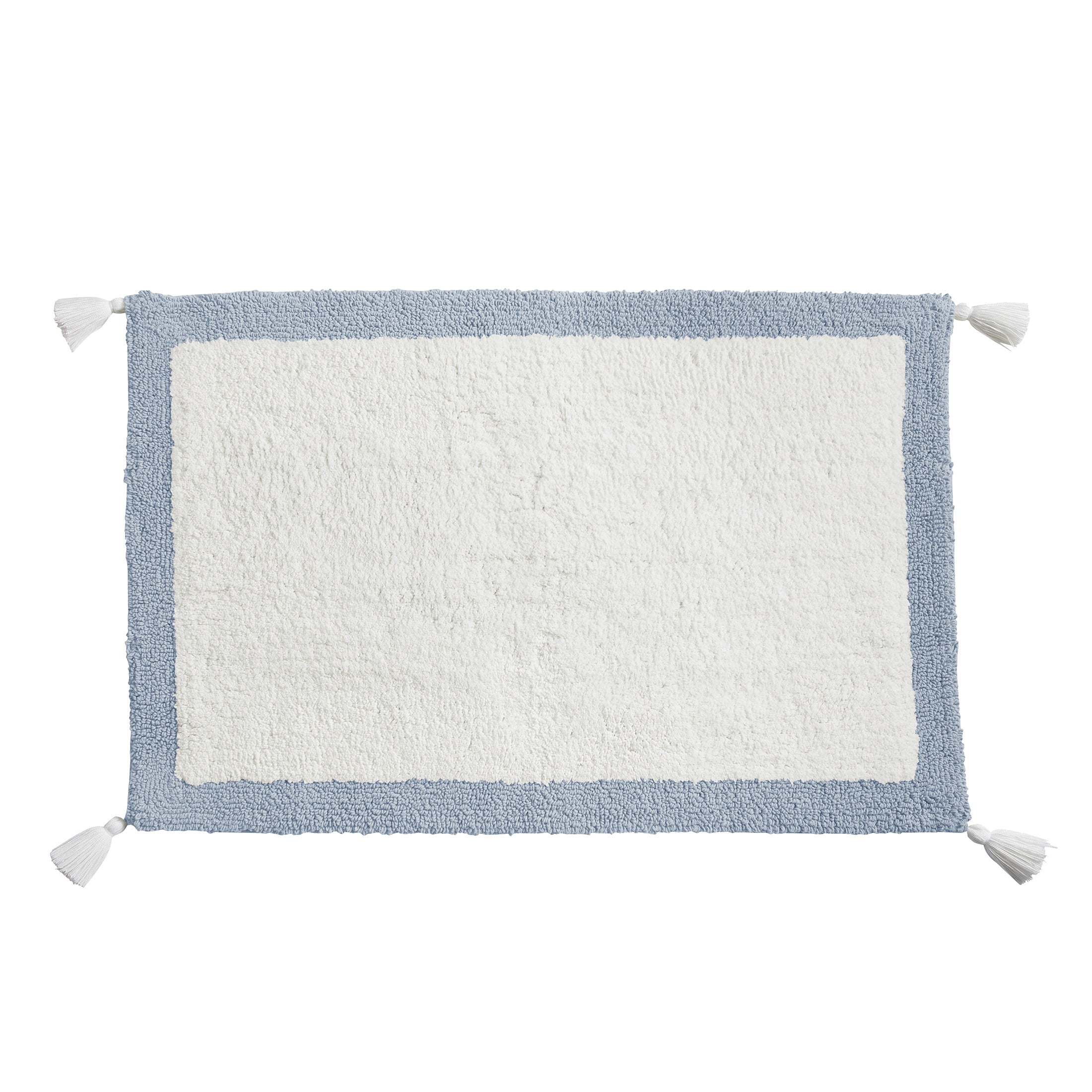 mihou　0709 My Texas House Light Blue Border Cotton Bath Rug with