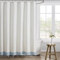 thumbnail image 1 of My Texas House Light Blue Tassel Fabric Shower Curtain, 72" x 72", 1 of 5