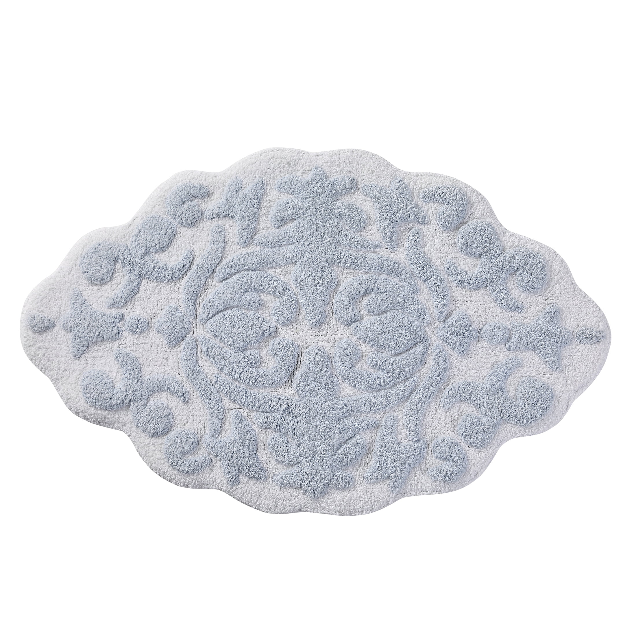 My Texas House Mallory Blue Medallion Cotton Tufted Bath Rug, 20 in x 32 in