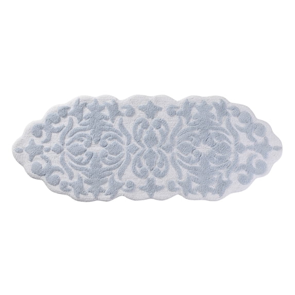 My Texas House Mallory Blue Medallion Cotton Tufted Bath Rug Runner, 24" x 60"