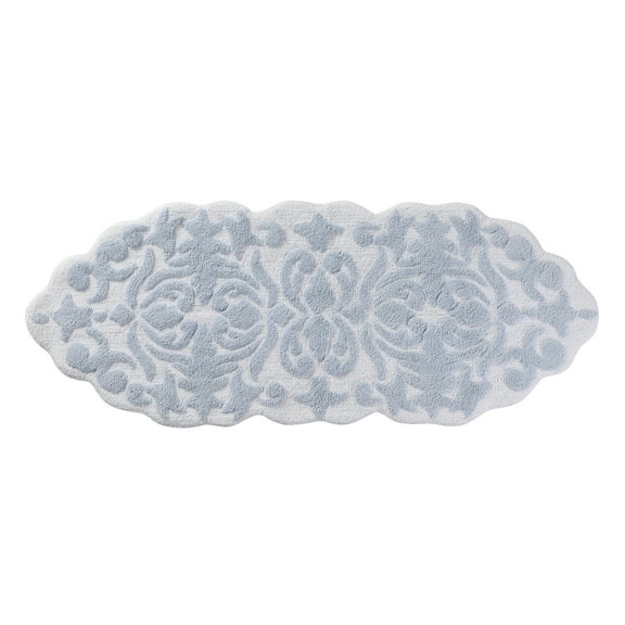 My Texas House Mallory Blue Medallion Cotton Tufted Bath Rug Runner, 24" x 60"