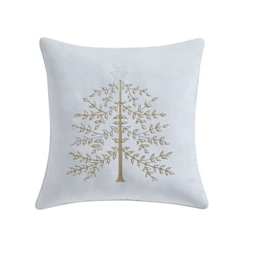 My Texas House Margaret 20" x 20" Ivory Velvet Embellished Tree Decorative Pillow