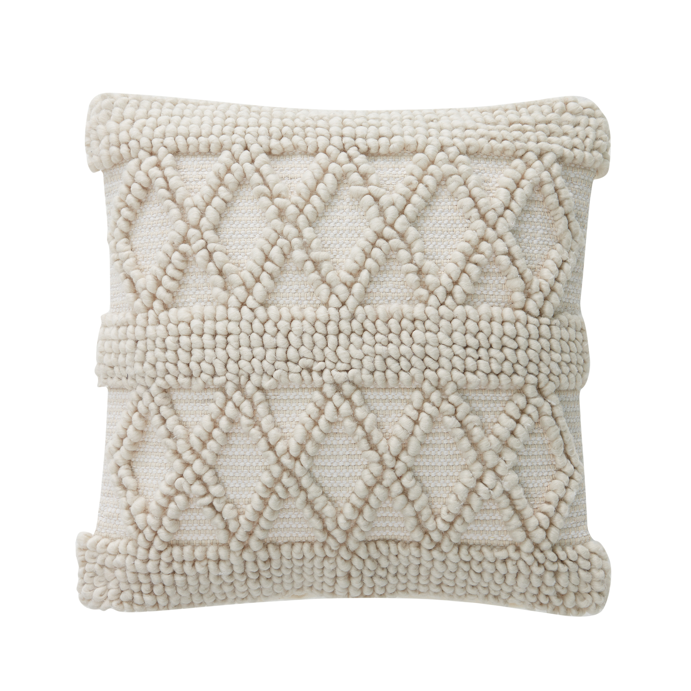 My Texas House Mckinney Woven Textured Diamond Stripe Square Decorative Pillow Cover, 20" X 20", Coconut Milk - image 1 of 12
