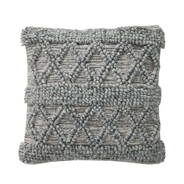 My Texas House Mckinney Woven Textured Diamond Stripe Square Decorative Pillow Cover, 20" X 20", Grey