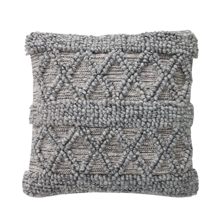 My Texas House Mckinney Woven Textured Diamond Stripe Square Decorative Pillow Cover, 20" X 20", Grey