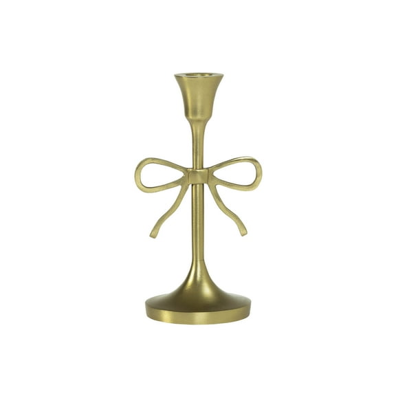 My Texas House Metal Bow Taper Candle Holder, 8", Gold