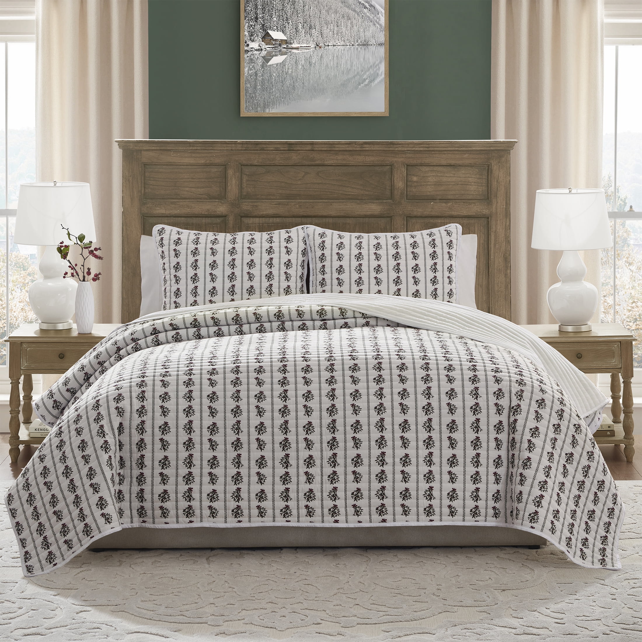 My Texas House Missie 3-Piece Multi Mistletoe Adult Quilt Set, Full/Queen