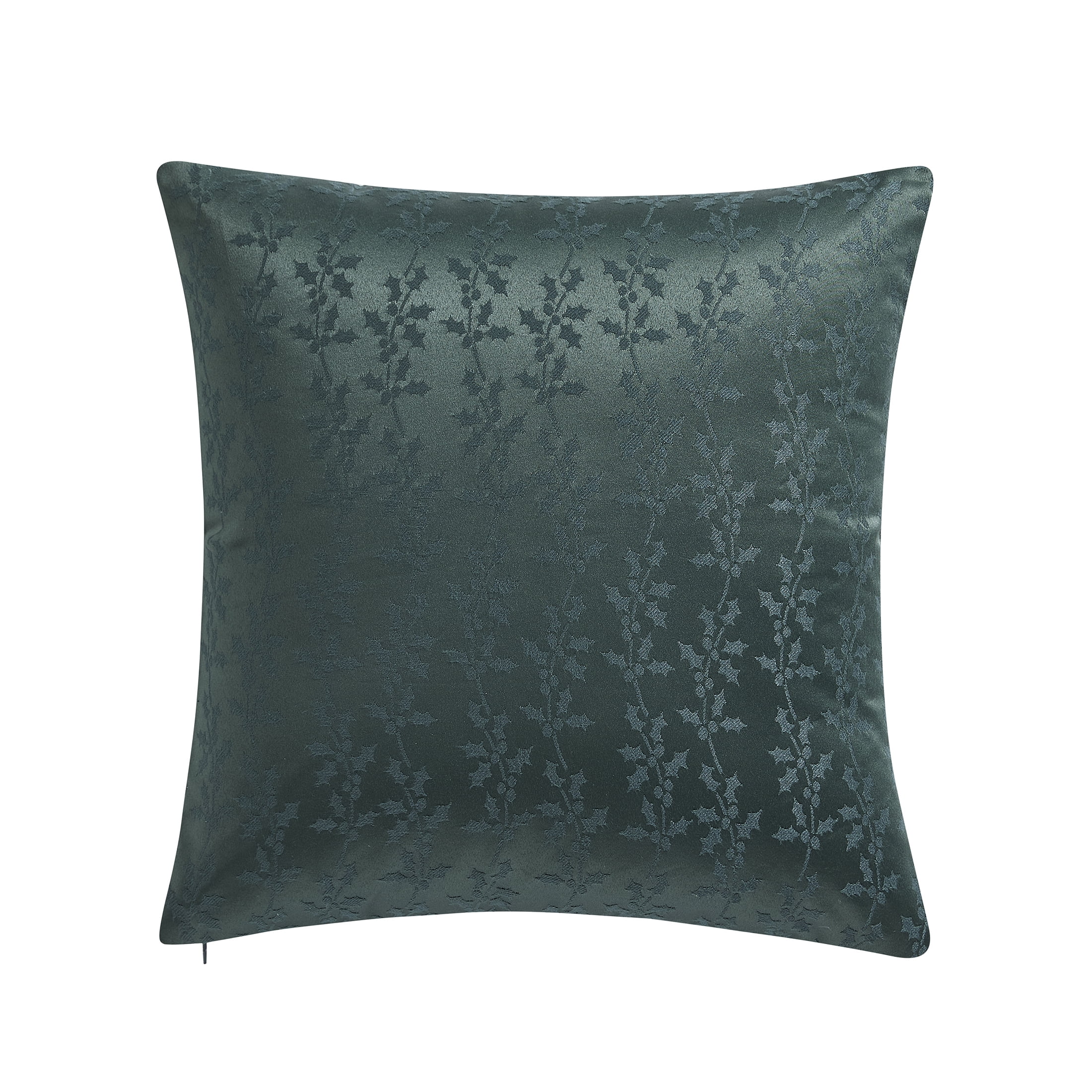 My Texas House Molly 20" x 20" Green Jacquard Holly Decorative Pillow Cover