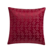 My Texas House Molly 20" x 20" Red Jacquard Holly Decorative Pillow Cover