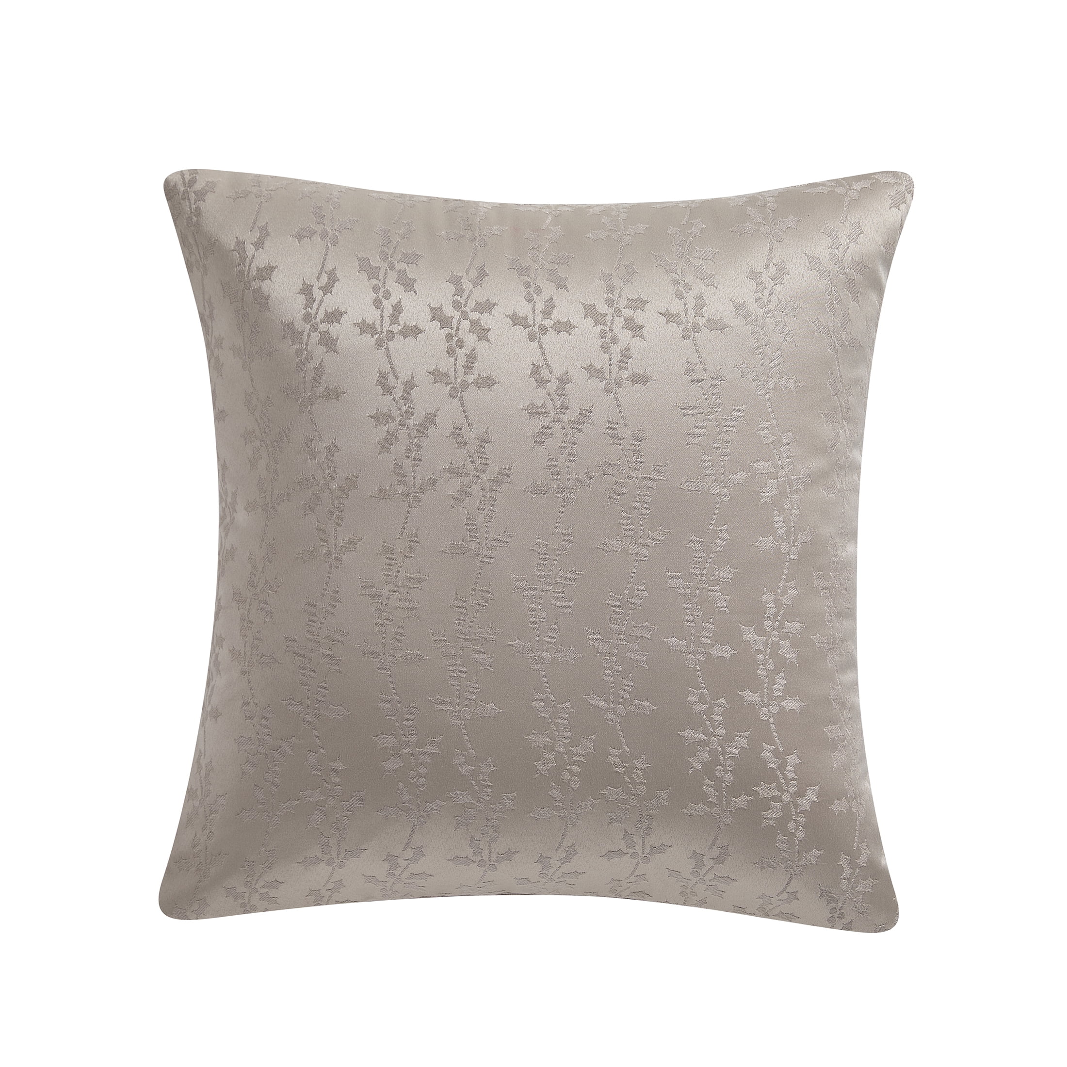 My Texas House Molly 20" x 20" Taupe Jacquard Holly Decorative Pillow Cover