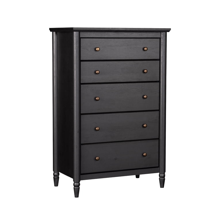 dark brown black dresser My Texas House Monroe 5-Drawer Dresser, Raven Oak Finish 3/4 Daphne Bridgerton Blue Dress Non-returnable:Final Sale friendly decor with practical Wooden dresser
