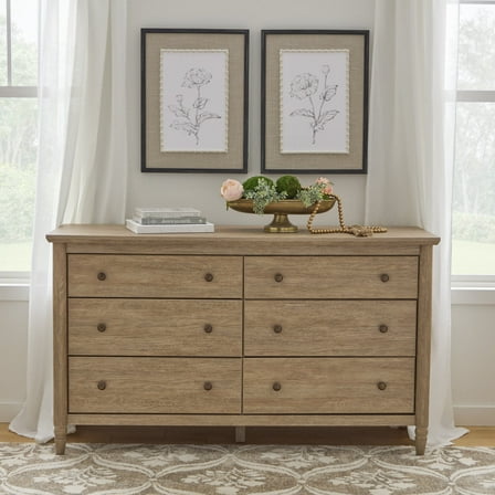 My Texas House Monroe 6-Drawer Dresser, Raven Black Oak Finish