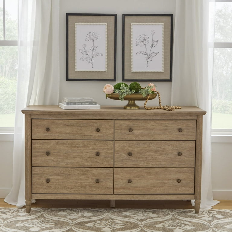 My Texas House Monroe 6-Drawer Dresser, Brushed Oak Finish