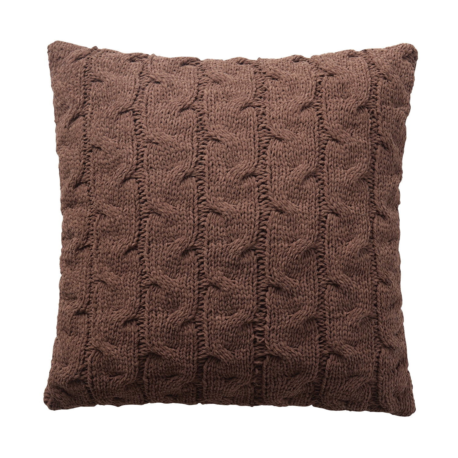 My Texas House 20" x 20" Monte Brown Cable Knit Decorative Pillow